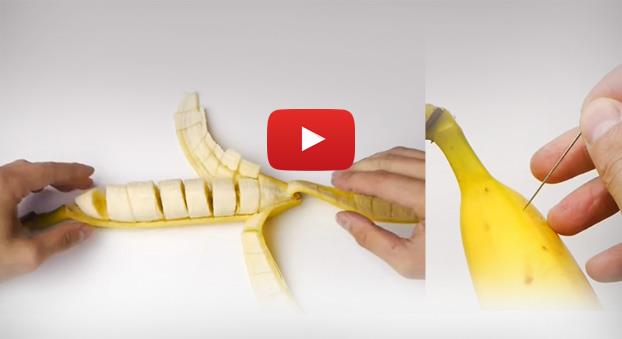 فيديو .. حيلة طريفة لتقطيع الموز قبل تقشيره