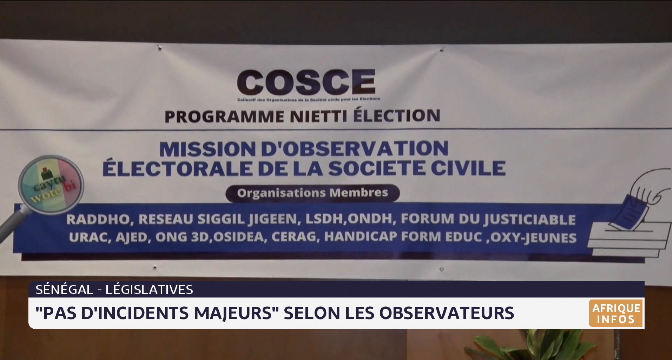 Législatives au Sénégal: "Pas d'incident majeur" selon les observateurs