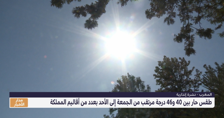 طقس حار بين 40 و 46 درجة  أيام الجمعة والسبت والأحد بعدد من أقاليم المملكة