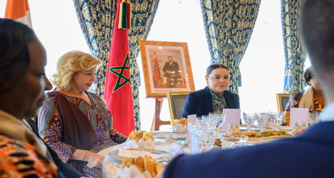 La Princesse Lalla Asmae préside un déjeuner offert par SM le Roi en l’honneur de la Première Dame de Côte d’Ivoire 
