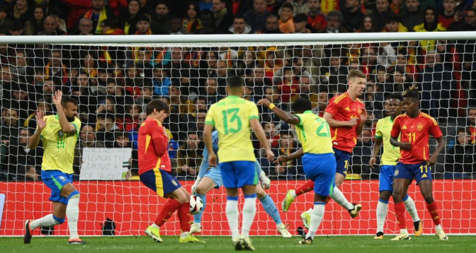 Foot/Amical: L’Espagne et le Brésil se neutralisent (3-3)