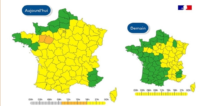 Intempéries : 2 départements français placés en vigilance orange